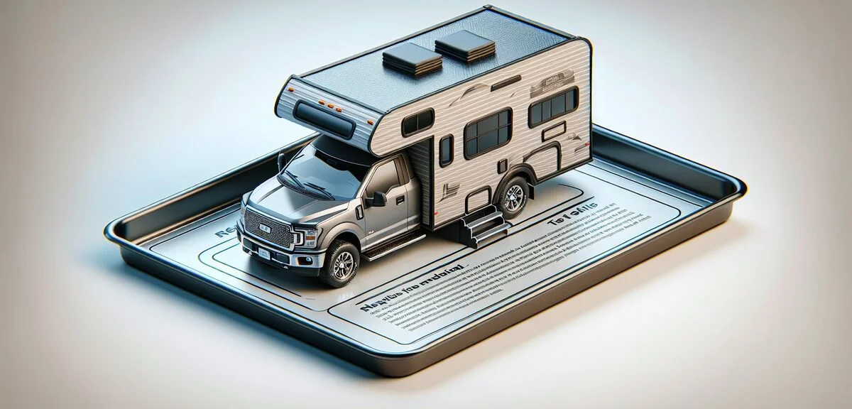 トラックキャンパーのキャビン部分、荷台に載ったシェル、コンパクトなサイズ、写実的、文字なし